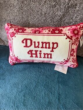 T.J.Maxx Pink & Cream Knit Accent Pillow with Bold Text